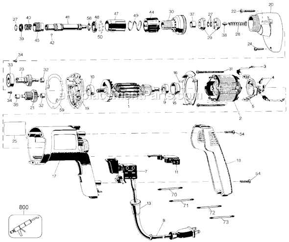 Page A Diagram and Parts List for 288 Type 102 Black and Decker Electric Drill